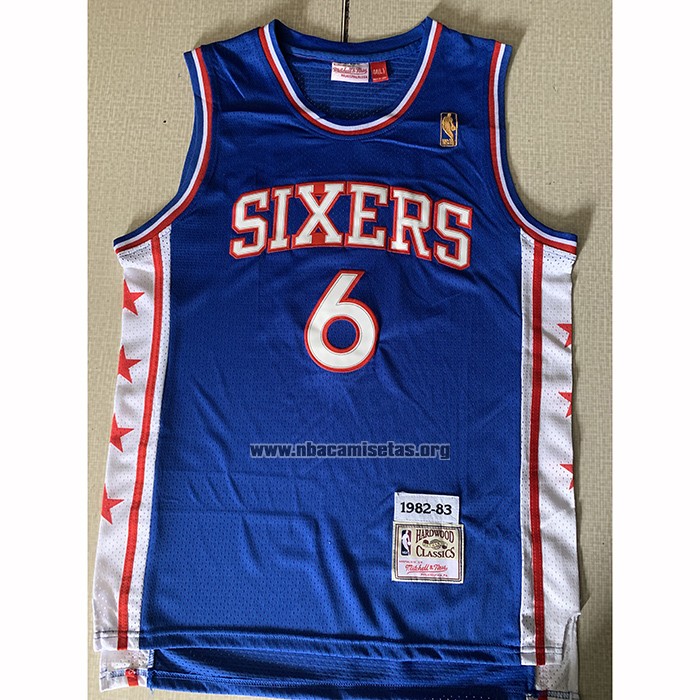 Camiseta Philadelphia 76ers Julius Erving NO 6 Mitchell & Ness 1982-83 Azul